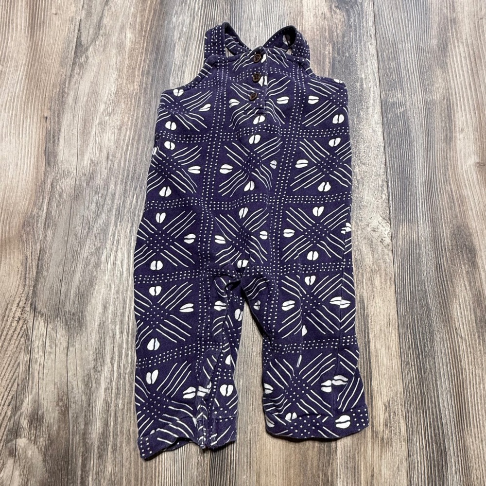 Ade + Ayo Baby Indigo Blue White Mudcloth Print Cotton Overalls 0-3M